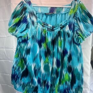 Zac & Rachel Multicolor Short Sleeve Top Womens 2X